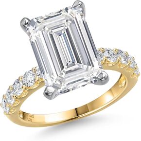 Gem Stone King 1.45-5.70 Cttw IGI Certified Lab Grown Diamond 2-Tone 14K خاتم خطوبة من الذهب الأبيض والأصفر للنساء | إي إف | VS1-VS2 | خاتم الذكرى الزفاف in Kuwait