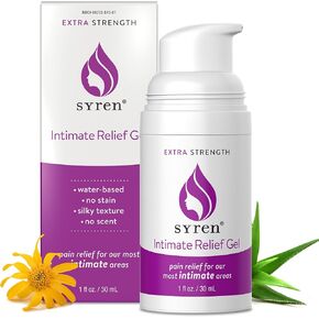 Syren Intimate Relief Gel with 4% Lidocaine for External Sensitivity, vulvodynia, dyspareunia, Vaginal discomfort, Dryness, Gentle Postpartum and Post-Procedure Support, 1.0 oz, Made in USA in Kuwait