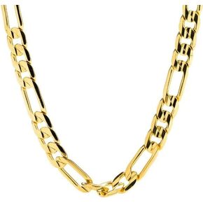 Solid 14K Yellow Gold Figaro Link Chain - Italian Real Gold 14k Solid Yellow Gold in Kuwait