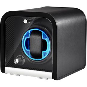 ملفاف ساعة للساعات الأوتوماتيكية، ملفاف ساعة أسود 1/2/4/8 فتحة لرولكس، صندوق اللفاف يستخدم محرك فائق الهدوء، 4 إعدادات وضع الدوران وإضاءة LED، هدية للرجل in Kuwait