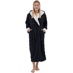 Long Robes with Hood for Women,Plush Fleece Hooded Robes for Women Winter Warm Housecoat in Saudi Arabia