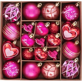 DecorbyHannah Valentine's Day Ornaments, 21ct Pink Red Heart Shape Ornaments for Tree, Romantic Shatterproof Tree Hanging Valentine Decorations in Saudi Arabia