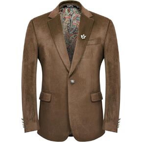 سترة مخملية كاجوال للرجال للرجال ذات طية صدر السترة بزر واحد مع بروش لحفلات العشاء وحفلات الزفاف in Kuwait