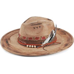 Brim Fedora Hat for Men Women Retro Handmade Western Wide Felt Hats in Kuwait