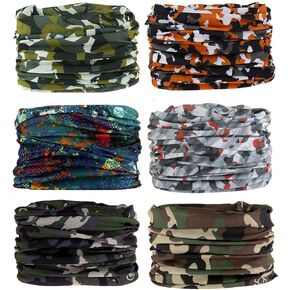 KINREE 6 PCS Summer UV Protection Multi-function Headband Neck Gaiter Head Wrap Headwear Face Mask Magic Scarf Bandana in Saudi Arabia
