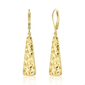 ALEXCRAFT 925 Sterling Silver Dangle Earrings for Women, 14K Gold Plated French Leverback Earrings, Hypoallergenic Lightweight Statement Hammer Square Bar Long Drop Earing for Women Trendy Jewelry in Saudi Arabia