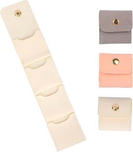 3pcs Mini Travel Jewelry Bags, Portable & Foldable Small Jewelry Pouch Roll Bag Box Holder with Buckle Women Earring Ring Necklace Organizer Accessories in Saudi Arabia