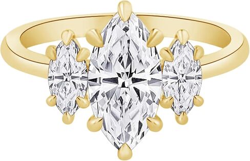 Houston Diamond District 0.5 to 5 Carat IGI Certified LAB Grown 3 Stone 14K Yellow Gold Round Diamond Engagement Ring (D-E Color, VS1-VS2 Clarity) in Saudi Arabia