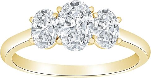 Houston Diamond District 0.5 to 5 Carat IGI Certified LAB Grown 3 Stone 14K Yellow Gold Round Diamond Engagement Ring (D-E Color, VS1-VS2 Clarity) in Saudi Arabia
