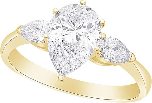 Houston Diamond District 0.5 to 5 Carat IGI Certified LAB Grown 3 Stone 14K Yellow Gold Round Diamond Engagement Ring (D-E Color, VS1-VS2 Clarity) in Saudi Arabia
