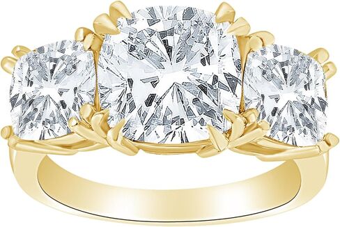 Houston Diamond District 0.5 to 5 Carat IGI Certified LAB Grown 3 Stone 14K Yellow Gold Round Diamond Engagement Ring (D-E Color, VS1-VS2 Clarity) in Saudi Arabia