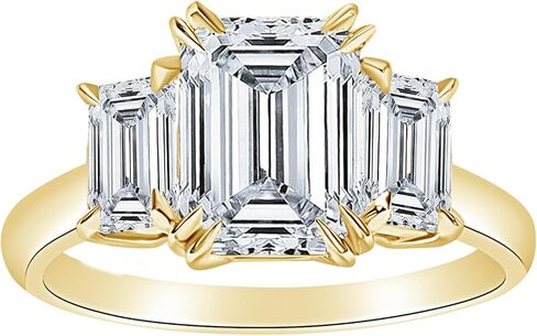 Houston Diamond District 0.5 to 5 Carat IGI Certified LAB Grown 3 Stone 14K Yellow Gold Round Diamond Engagement Ring (D-E Color, VS1-VS2 Clarity) in Saudi Arabia