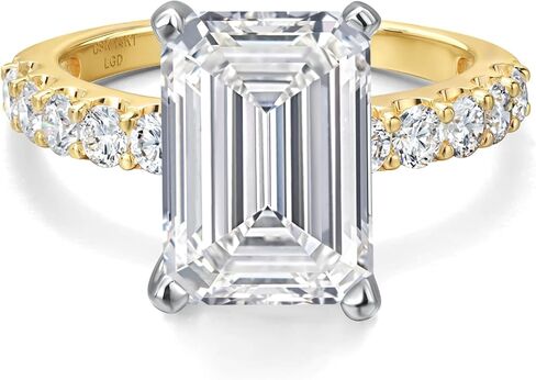 Gem Stone King 1.45-5.70 Cttw IGI Certified Lab Grown Diamond 2-Tone 14K خاتم خطوبة من الذهب الأبيض والأصفر للنساء | إي إف | VS1-VS2 | خاتم الذكرى الزفاف in Kuwait