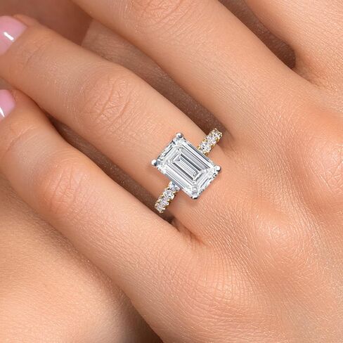 Gem Stone King 1.45-5.70 Cttw IGI Certified Lab Grown Diamond 2-Tone 14K خاتم خطوبة من الذهب الأبيض والأصفر للنساء | إي إف | VS1-VS2 | خاتم الذكرى الزفاف in Kuwait