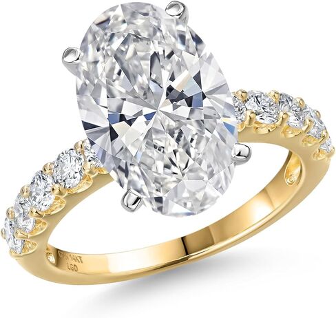 Gem Stone King 1.45-5.70 Cttw IGI Certified Lab Grown Diamond 2-Tone 14K خاتم خطوبة من الذهب الأبيض والأصفر للنساء | إي إف | VS1-VS2 | خاتم الذكرى الزفاف in Kuwait