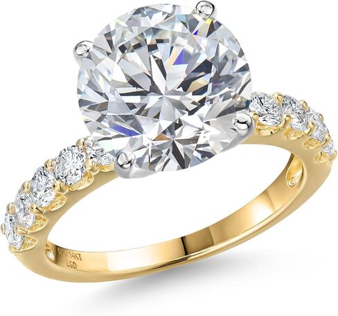 Gem Stone King 1.45-5.70 Cttw IGI Certified Lab Grown Diamond 2-Tone 14K خاتم خطوبة من الذهب الأبيض والأصفر للنساء | إي إف | VS1-VS2 | خاتم الذكرى الزفاف in Kuwait