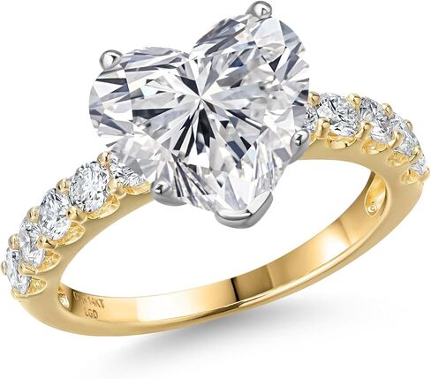 Gem Stone King 1.45-5.70 Cttw IGI Certified Lab Grown Diamond 2-Tone 14K خاتم خطوبة من الذهب الأبيض والأصفر للنساء | إي إف | VS1-VS2 | خاتم الذكرى الزفاف in Kuwait