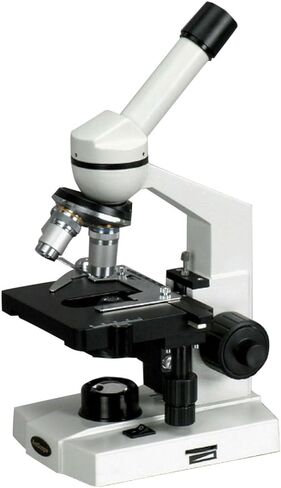 AmScope M220 Monocular Compound Microscope, WF10x Eyepiece, 40x-400x Magnification, Tungsten Illumination, Brightfield, 1.25 NA Abbe Condenser, Coaxial Coarse and Fine Focus, Mechanical Stage, 110V in Kuwait