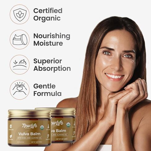 NewLife Naturals Certified Organic Vulva Balm Butter- Itching Dryness Irritation Menopause Support, Postpartum Essentials, Vaginal Moisturizer | All Natural Intimate Feminine Care - 2oz - USA in Saudi Arabia