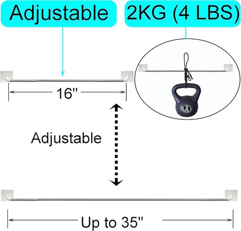 YYST Type D 16" - 35" Self Adhesive Curtain Rod Tension Petite cafe Cupboard Bar Sash Rod W 3.15″ Strong Self Adhesives (2) in Saudi Arabia
