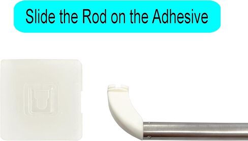 YYST Type D 16" - 35" Self Adhesive Curtain Rod Tension Petite cafe Cupboard Bar Sash Rod W 3.15″ Strong Self Adhesives (2) in Saudi Arabia