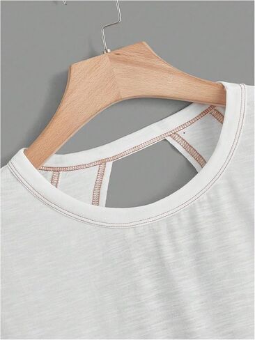 Girl's 2 Packs Open Back Backless Tops Criss Cross Short Sleeve T Shirts Crewneck Casual Tees in Saudi Arabia
