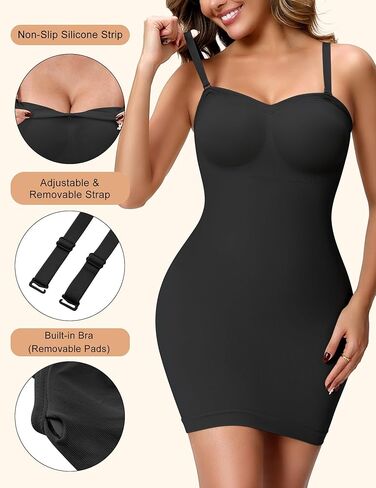 Strapless Shapewear Slip for Women, Tummy Control Bulit-in Bra Full Shapewear Dress Slip, Seamless Body Shaper in Saudi Arabia