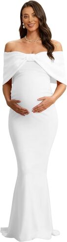 Off Shoulder Maternity Dresses for Photoshoot Women’s Bodycon Pregnancy Photography Dress with Bow Pregnant Gowns in Saudi Arabia