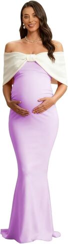 Off Shoulder Maternity Dresses for Photoshoot Women’s Bodycon Pregnancy Photography Dress with Bow Pregnant Gowns in Saudi Arabia