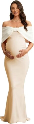Off Shoulder Maternity Dresses for Photoshoot Women’s Bodycon Pregnancy Photography Dress with Bow Pregnant Gowns in Saudi Arabia