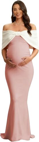 Off Shoulder Maternity Dresses for Photoshoot Women’s Bodycon Pregnancy Photography Dress with Bow Pregnant Gowns in Saudi Arabia