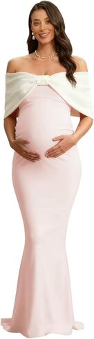 Off Shoulder Maternity Dresses for Photoshoot Women’s Bodycon Pregnancy Photography Dress with Bow Pregnant Gowns in Saudi Arabia