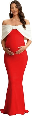 Off Shoulder Maternity Dresses for Photoshoot Women’s Bodycon Pregnancy Photography Dress with Bow Pregnant Gowns in Saudi Arabia