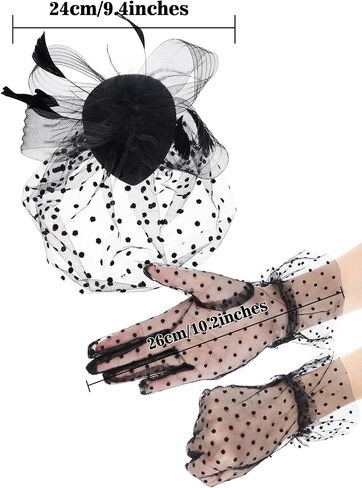 SATINIOR 50s Fascinators for Women Funeral Veil Tea Party Hat and Gloves Pillbox Cocktail Hat in Saudi Arabia