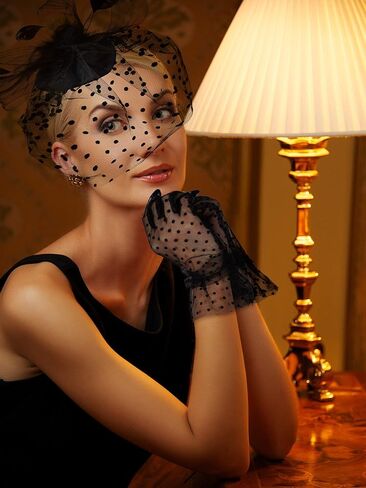 SATINIOR 50s Fascinators for Women Funeral Veil Tea Party Hat and Gloves Pillbox Cocktail Hat in Saudi Arabia
