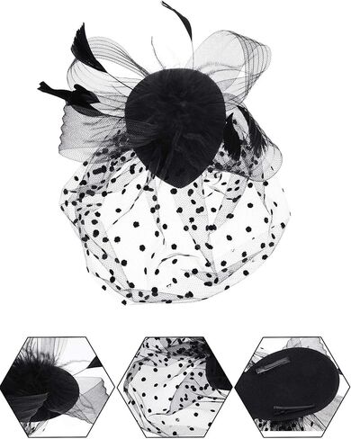 SATINIOR 50s Fascinators for Women Funeral Veil Tea Party Hat and Gloves Pillbox Cocktail Hat in Saudi Arabia