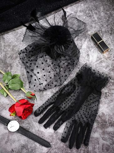 SATINIOR 50s Fascinators for Women Funeral Veil Tea Party Hat and Gloves Pillbox Cocktail Hat in Saudi Arabia