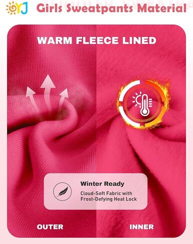Girls Sweatpants Fleece Joggers for Girls Sweat Pants with Pockets Athletic Winter Track Pant for Toddler Kid Teen 3 Pack in Saudi Arabia