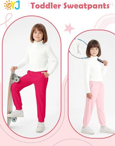 Girls Sweatpants Fleece Joggers for Girls Sweat Pants with Pockets Athletic Winter Track Pant for Toddler Kid Teen 3 Pack in Saudi Arabia