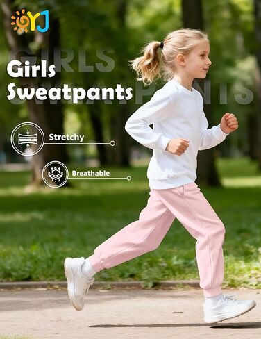 Girls Sweatpants Fleece Joggers for Girls Sweat Pants with Pockets Athletic Winter Track Pant for Toddler Kid Teen 3 Pack in Saudi Arabia