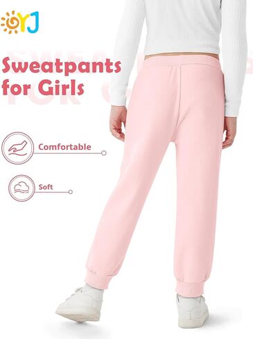 Girls Sweatpants Fleece Joggers for Girls Sweat Pants with Pockets Athletic Winter Track Pant for Toddler Kid Teen 3 Pack in Saudi Arabia