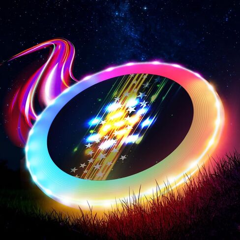 Kovshuiwe LED Flying Disc-10 Million Color 38 RGB LEDs,12 Modes,Chargeable,IP65 Waterproof,155g Frisbee,Soft Flying Discs, Adult/Men/Boys/Teens Birthday,Ideal for Outdoor,Lawn,Camping Games,Gift,White in Kuwait