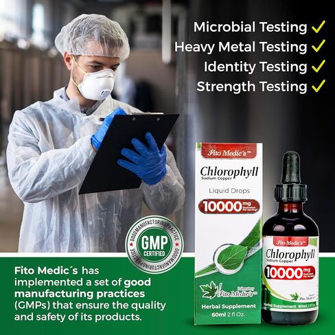 FITO MEDIC'S Lab | Liquid Chlorophyll | Chlorophyll Liquid Drops | 50 mg 200:1 Ratio Extract per Serving. in Saudi Arabia
