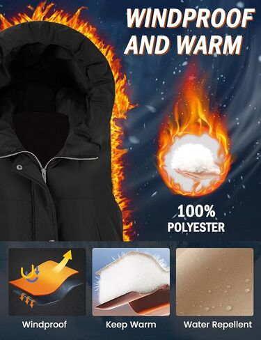 Plus Size Long Puffer Vest Women Winter Sleeveless Puffy Jacket with Hood Zip Up Quilted Vest 2025 in Saudi Arabia