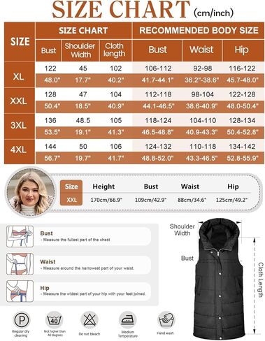 Plus Size Long Puffer Vest Women Winter Sleeveless Puffy Jacket with Hood Zip Up Quilted Vest 2025 in Saudi Arabia