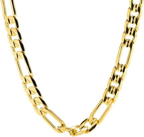 Solid 14K Yellow Gold Figaro Link Chain - Italian Real Gold 14k Solid Yellow Gold in Kuwait