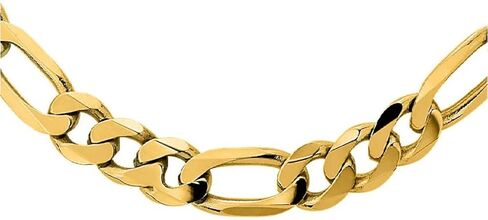 Solid 14K Yellow Gold Figaro Link Chain - Italian Real Gold 14k Solid Yellow Gold in Saudi Arabia