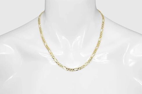 Solid 14K Yellow Gold Figaro Link Chain - Italian Real Gold 14k Solid Yellow Gold in Saudi Arabia