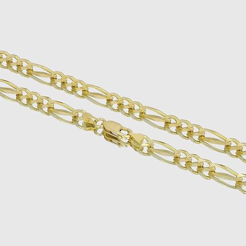 Solid 14K Yellow Gold Figaro Link Chain - Italian Real Gold 14k Solid Yellow Gold in Saudi Arabia