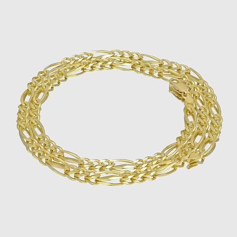 Solid 14K Yellow Gold Figaro Link Chain - Italian Real Gold 14k Solid Yellow Gold in Saudi Arabia